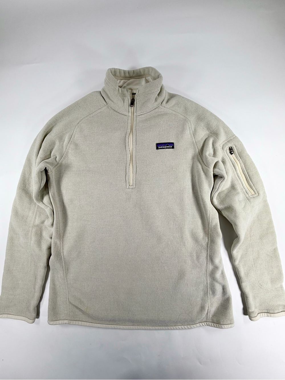 Patagonia Better Sweater Quarter Zip Fleece Pullover Cream Mens L Gorpcore Hike